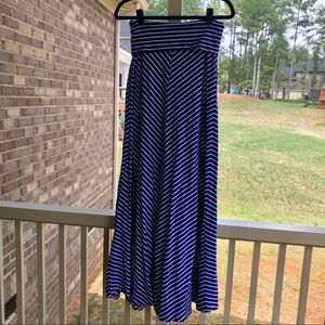 Blue Striped Maxi Skirt